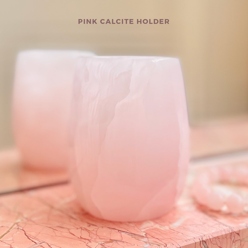 Koa Tealight Holders - Pink Mangano Calcite