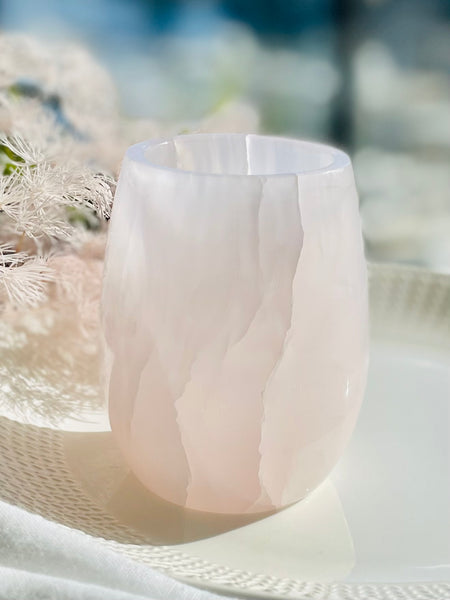 Koa Tealight Holders - Pink Mangano Calcite