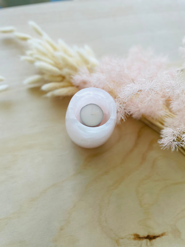Koa Tealight Holders - Pink Mangano Calcite